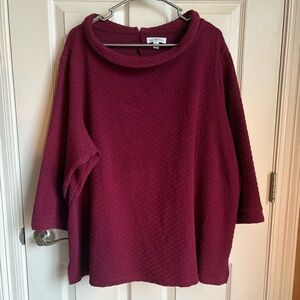 Kim Rogers Textured Burgundy Top